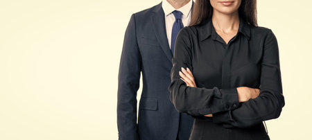 leader representing leadership. successful businesspeople. business leader isolated on white. two colleagues in office. businesspeople with coworker. business leadership and success. cropped viewの写真素材