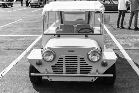 Chicago, Illinois, USA - September 08, 2024: Mini Moke retro military convertible car vehicle,...