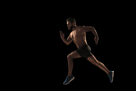 Man sportsman running for exercise. Sport athlete man run. Runner at long sport run. Sportsman...