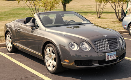 Chicago, Illinois, USA - September 08, 2024: 2007 Bentley Continental GTC convertible car, corner...