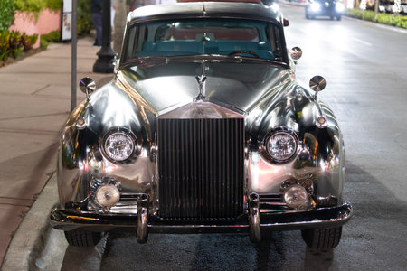 Miami, Florida, USA - January 26, 2025: Luxury retro car Rolls Royce Silver Cloud. Car Rolls Royce...