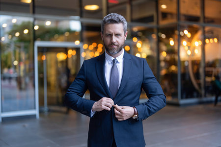 Successful businessman leader. Ambitious businessman wearing suit. Business boss man portrait....
