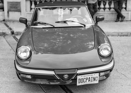 Chicago, Illinois - September 29, 2024: Alfa Romeo Spider red color. Alfa Romeo Spider convertible...