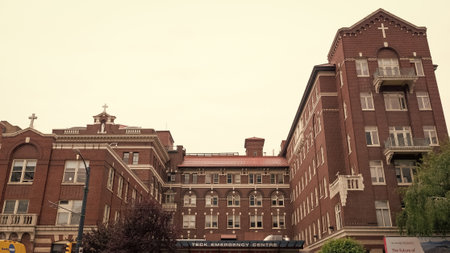 Vancouver, Canada - May 29, 2019: St. Pauls Hospital in downtown Vancouver. Building architecture. British Columbia St Pauls Hospital architectural building. Hospital buildingのeditorial素材