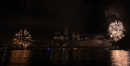 New York Manhattan fireworks. New York Fireworks over Manhattan. New York City 4th of July...