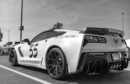Chicago, Illinois, USA - September 08, 2024: Chevrolet Corvette C7 Chevy sportscar vehicle, cornerview. Chevy sports car. Chevrolet Corvette C7 car. Chevrolet Corvette C7 at Chicagoのeditorial素材