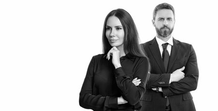 Advertising for businesspeople success. Financial successful deal. businesspeople in suit. Business success isolated on white. Successful partnership. Business team success. copy spaceの写真素材