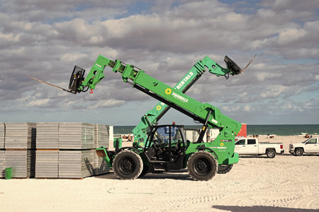 Miami, Florida, USA - November 16, 2024: Sunbelt Rentals Genia Z62-40. Telescopic Boom Lift...