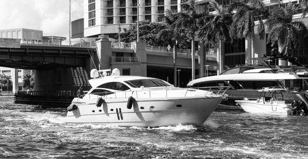 Luxury lifestyle. Vacation on summer. Yacht at sea. Motorboat yacht sailing at sea. Charter...