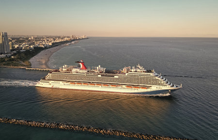 Miami, Florida, USA - November 23, 2024: Carnival Horizon cruise ship voyage. Cruise in summer...