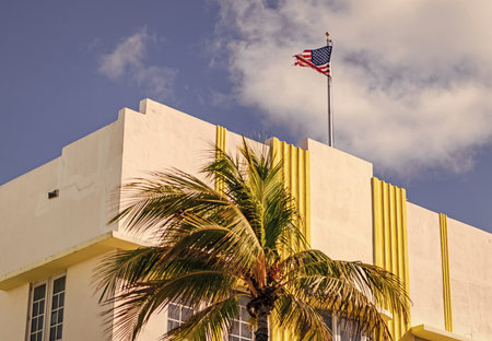 Art deco architectural district. Art Deco. Modern building of Miami beach. Ocean drive. Miami South...