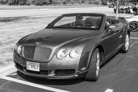 Chicago, Illinois, USA - September 08, 2024: 2007 Bentley Continental GTC convertible car, corner...