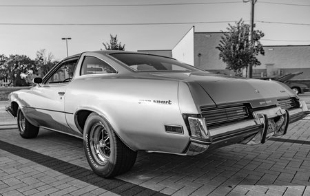Park Ridge, Illinois, USA - August 22, 2024: Classic car of Buick Century. Buick Century outdoor. Retro car parked at auto show, back view. Buick Century 1973 carのeditorial素材