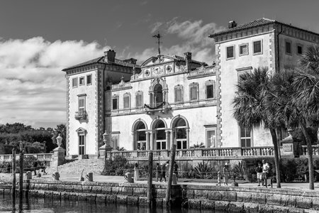Miami, Florida - December 01, 2024: Vizcaya museum waterfront architecture. Vizcaya Museum and Gardens. Villa Vizcaya historical building museum. Historical landmark of Florida. Italian renaissanceのeditorial素材