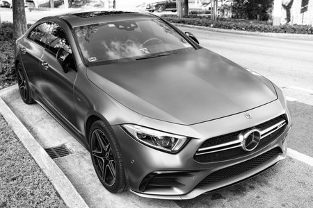 Miami, Florida, USA - December 09, 2024: Mercedes Benz CLS 2019 amg turbo car. Luxury car of...