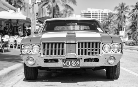 Miami, Florida, USA - December 06, 2024: Oldsmobile Cutlass Supreme 442 retro car. Retro car of...