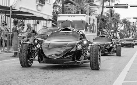 Miami, Florida, USA - December 08, 2024: Campagna T-Rex trike. Motorcycle of Campagna T-Rex trike...