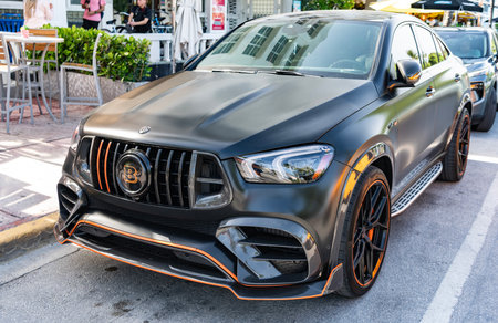 Miami, Florida, USA - July 27, 2025: Mercedes Benz GLE SUV car modified by German tuning company...