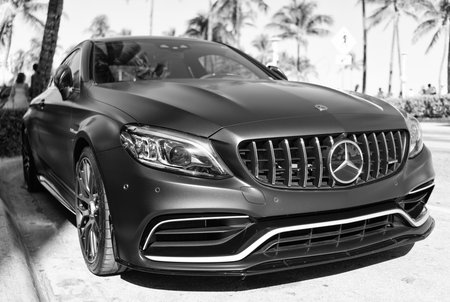 Miami, Florida, USA - December 06, 2024: Mercedes Benz C 2023 car. Luxury car of Mercedes Benz C v8...