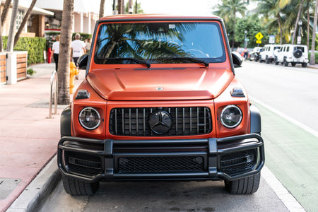 Miami, Florida, USA - July 27, 2025: Mercedes Benz AMG G 63 2022 SUV or wagon car. SUV Mercedes Benz...