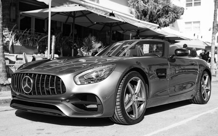 Miami, Florida, USA - December 11, 2024: Luxury car of Mercedes Benz AMG GT v8 biturbo type. Car of...