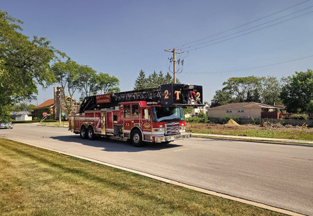 Park Ridge, Illinois, USA - August 26, 2024: Niles Fire Department. Firetruck. Fire rescue in city...