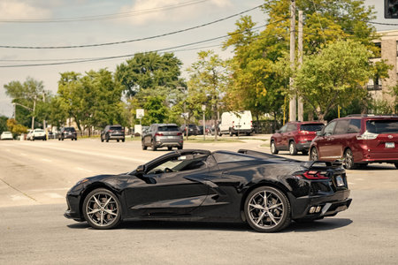 Park Ridge, Illinois, USA - August 29, 2024: Luxury convertible car of Chevrolet Corvette. Car of...