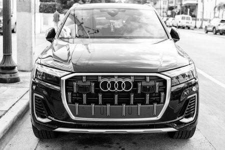 Miami, Florida, USA - December 18, 2024: 2025 Audi Q7 55 Premium crossover car. Luxury crossover car...