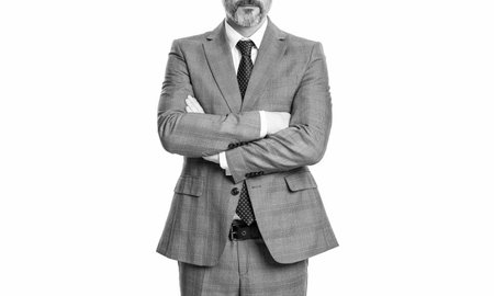 Business success man isolated on white. Successful leadership. Business company success. Advertising for businessman success. Financial successful deal. businessman in businesslike suitの写真素材