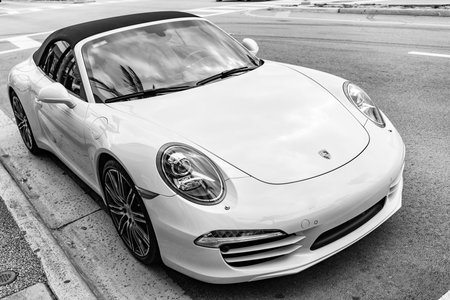 Miami, Florida, USA - November 17, 2024: 2015 Porsche 911 Carrera S car. Luxury car of Porsche Carrera S type. Car of Porsche Carrera parked outdoor. Porsche 911 Carrera, angle viewのeditorial素材