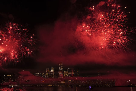 New York Manhattan fireworks. New York Fireworks over Manhattan. New York City 4th of July...