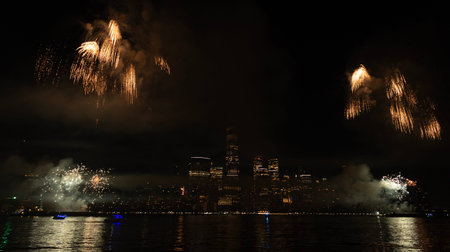 New York Manhattan fireworks. New York Fireworks over Manhattan. New York City 4th of July...