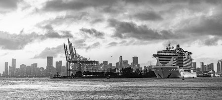 Miami, Florida, USA - December 16, 2024: MSC Seaside cruise ship voyage. Cruise in summer vacation....