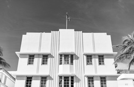 Modern building of Miami beach. Ocean drive. Miami South Beach in Ocean Drive. Art Deco building architecture. Architectural building. Luxury hotels. Art deco architectural district. Art Decoの写真素材