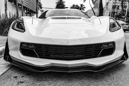 Miami, Florida, USA - November 19, 2024: Chevrolet Corvette, front view. 2016 Chevrolet Corvette ZO6...