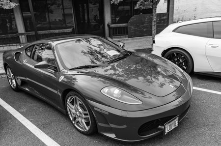 Chicago, Illinois - September 29, 2024: Ferrari F430 red color. Ferrari F430 parked on the street....