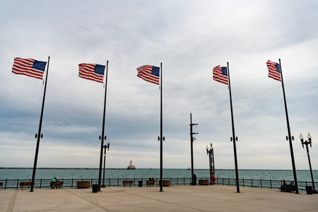 American Flag for Memorial Day or 4th of July. American flag waving in the wind. Flag of the USA....