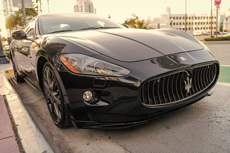 Miami, Florida, USA - April 07, 2025: Maserati Gran Turismo V8 2008 car. Luxury gran Turismo car...
