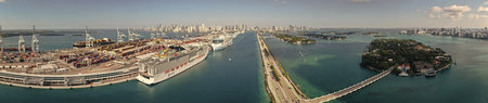 Miami, Florida, USA - April 12, 2025: MSC World America cruise ship voyage. Cruise in summer...