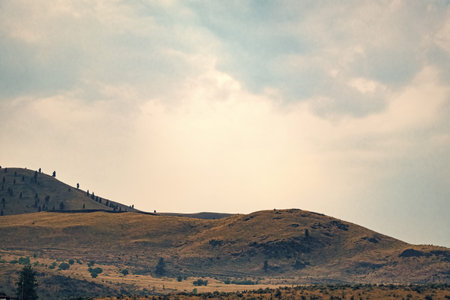 Mountain landscape. Hill nature with mount. Nature in mountain countryside. Scenery landscape of...