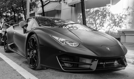 Miami, Florida, USA - December 01, 2024: 2018 Lamborghini Huracan sportscar supercar. Sport car of...
