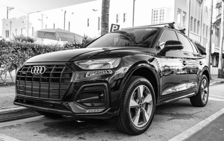 Miami, Florida, USA - December 18, 2024: 2025 Audi Q7 55 Premium crossover car. Luxury crossover car...