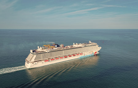 Miami, Florida, USA - January 29, 2025: Norwegian cruise line. Cruise ship tour and travel at sea....
