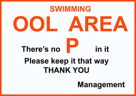 Sign found at swimming poolの写真素材