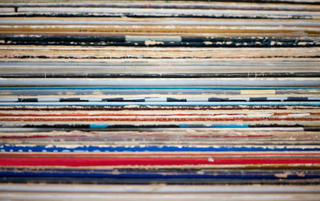 Stack of retro styled lp records on sale.
