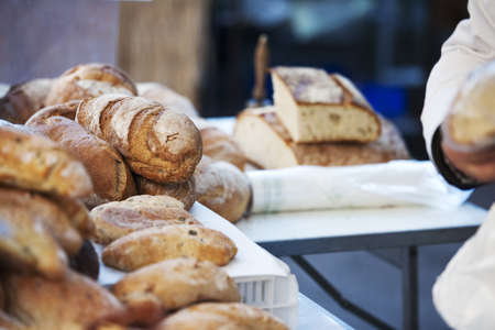 Sourdough bread. Bakery bread with golden crust bread. Flour bread
