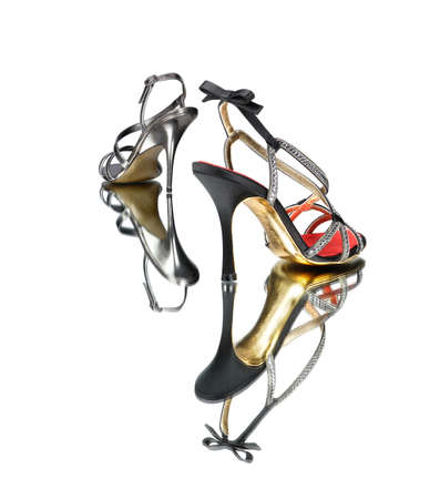 Fashion summer shoes for women close-up studio shoot.の写真素材