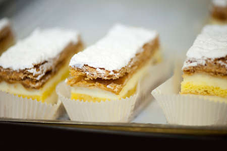 Delicious artisan desserts prepared in an Italian pastry shop. Selective focusの写真素材