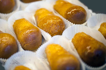 Delicious artisan desserts prepared in an Italian pastry shop. Selective focus