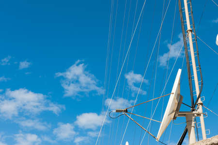 View of telephone and data telecommunication antennas installations in the island of Crete.の写真素材